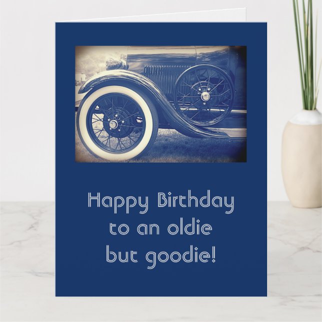 Antique Classic Cars Blue Birthday Big Card (Front)
