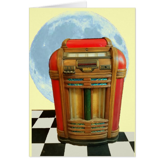Antique Classic Jukebox with Blue Full Moon (Front)