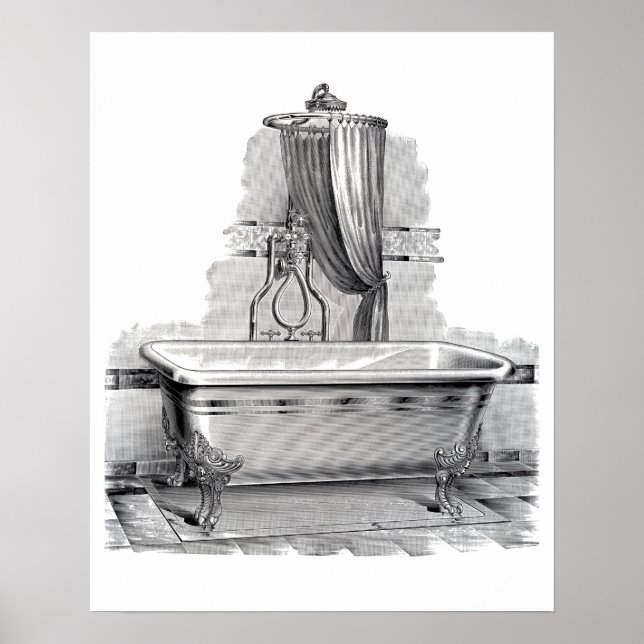 Antique Claw Feet Bathtub with Shower Poster (Front)