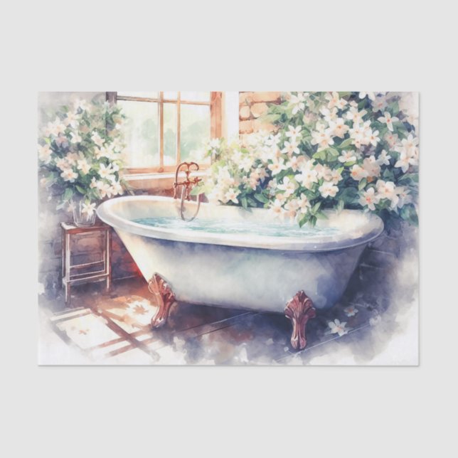 Antique Clawfoot Tub Jasmine Bathtub Decoupage Tissue Paper (Front)