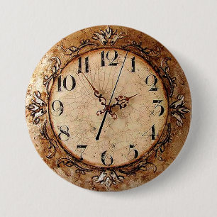 Antique Clock 7.5 Cm Round Badge