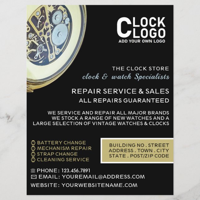 Antique Clock, Horologist Advertising Flyer (Front)