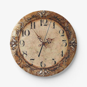 Antique Clock Paper Plate