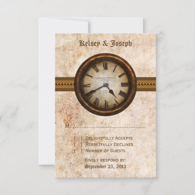 Antique Clock Response Card, Brown (Front)