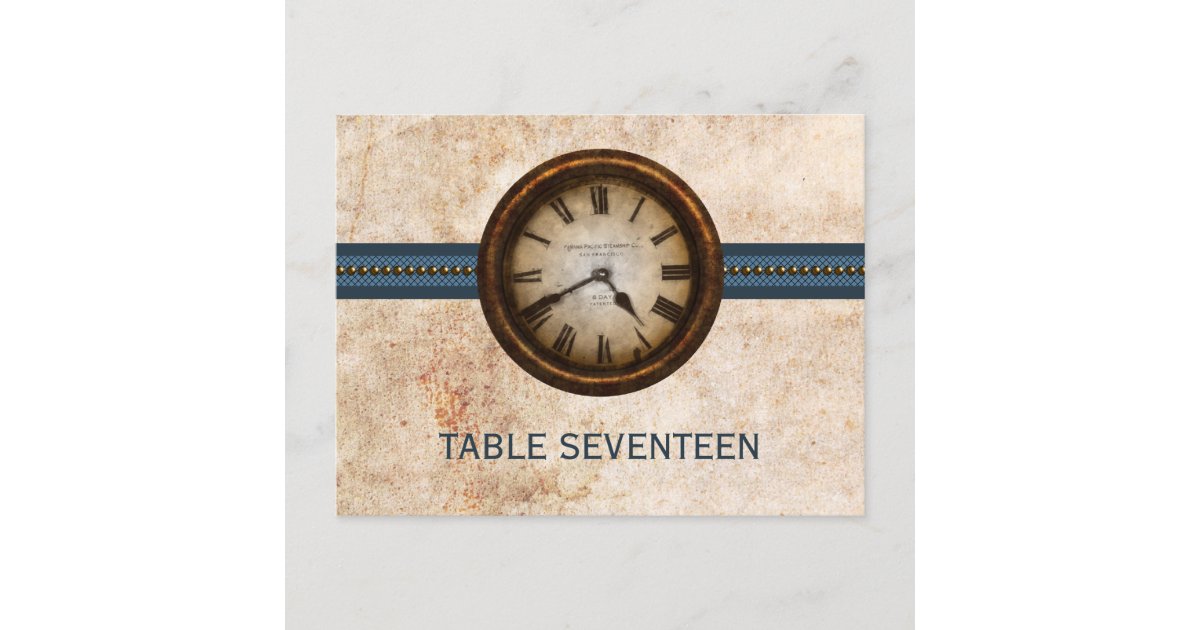 Antique Clock Table Number Postcard, Blue Postcard Zazzle