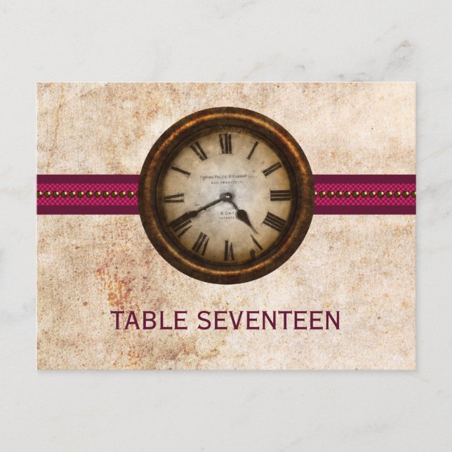 Antique Clock Table Number Postcard, Fuchsia Postcard (Front)