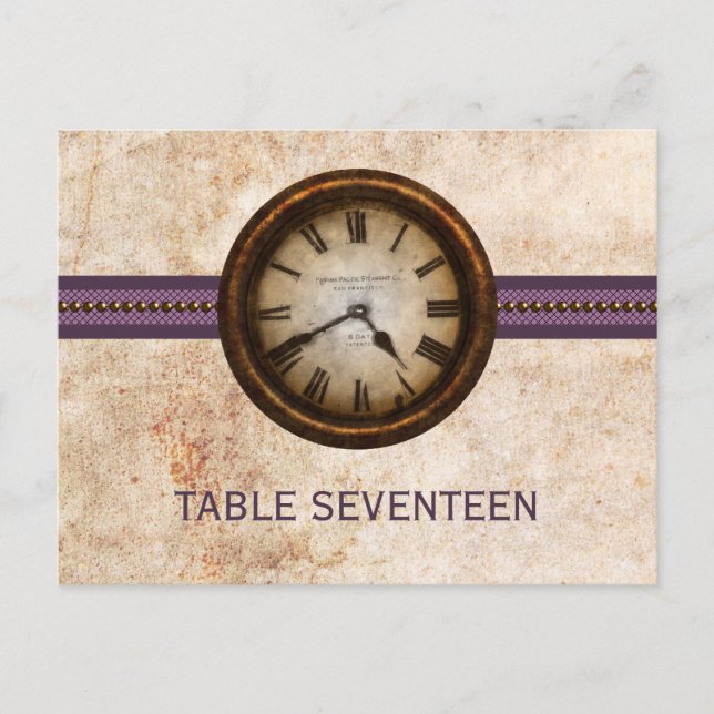 Antique Clock Table Number Postcard, Purple Postcard (Front)