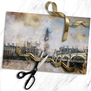 Antique Clock Tower Steampunk Big Ben Decoupage Tissue Paper