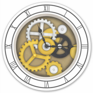 Antique Clockface with Trompe L'oeil Gears Decal