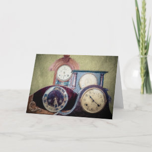 Antique clocks greeting card abstract art
