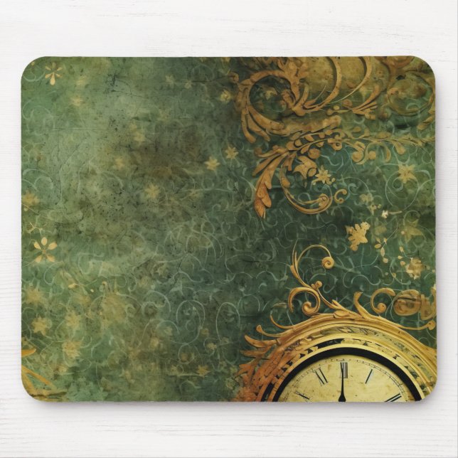 Antique Clockwork Emerald Green Steampunk Mouse Mat (Front)
