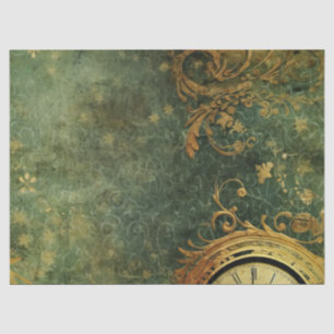 Antique Clockwork Emerald Green Steampunk Tissue Paper