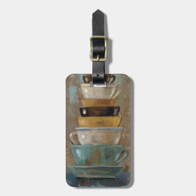 Antique Coffee Cups Luggage Tag (Front Vertical)