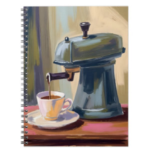 Antique Coffee Machine Latte Watercolor Notebook