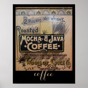 antique coffee  tin poster in brown