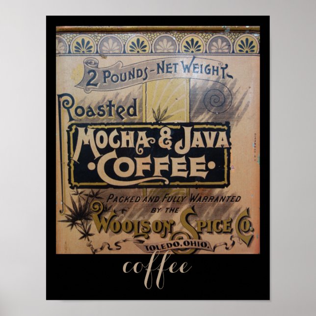 antique coffee  tin poster in brown (Front)