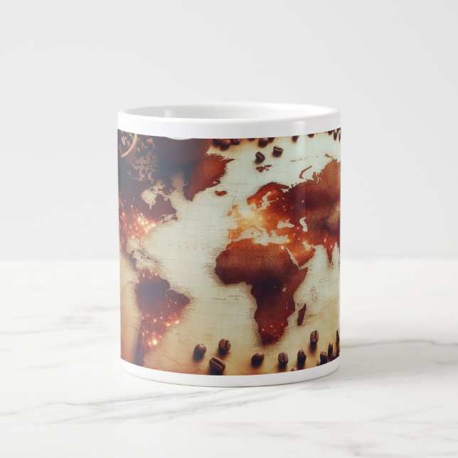 Antique Coffee World Map Mug  (Front)