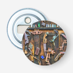 Antique collection on wall bottle opener
