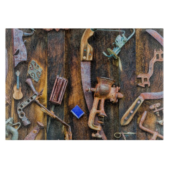 Antique collection on wall cutting board (Front)