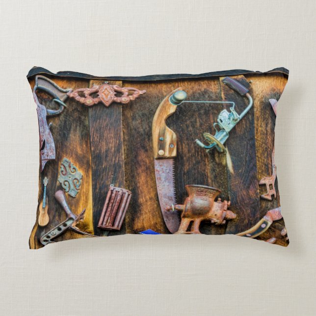 Antique collection on wall decorative cushion (Front)