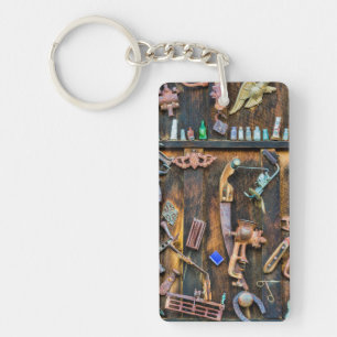 Antique collection on wall key ring