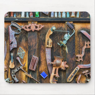 Antique collection on wall mouse mat