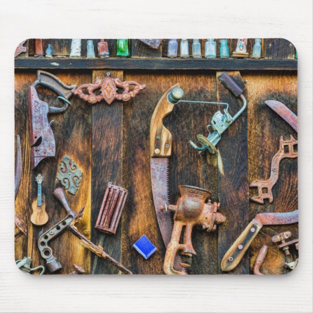 Antique collection on wall mouse mat (Front)