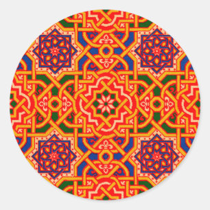 Antique Colorful Carpet Print Classic Round Sticker