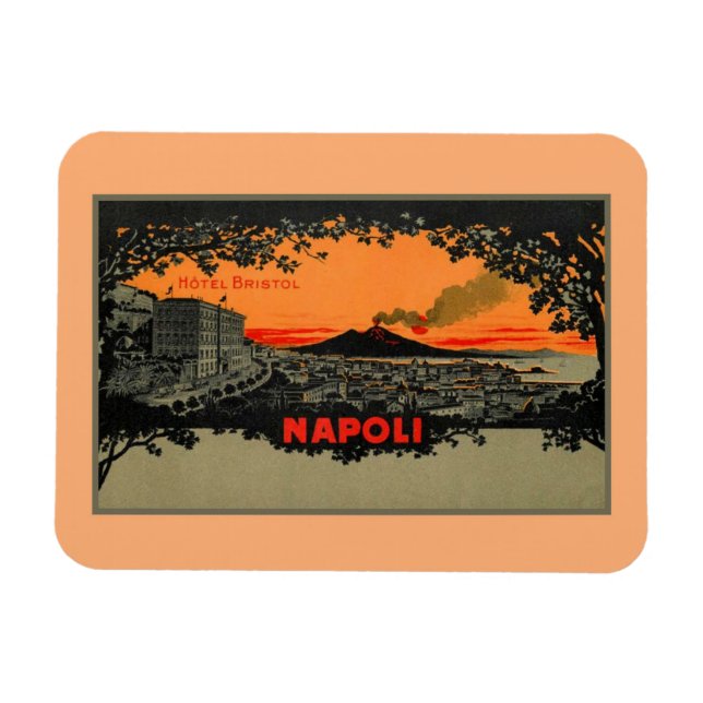 Antique colour litho Hotel Bristol Naples Napoli Magnet (Horizontal)