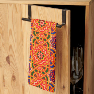 Antique Colourful Carpet Print Tea Towel