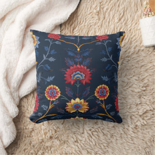 Antique Colourful Indian Floral Motif Pattern Cushion