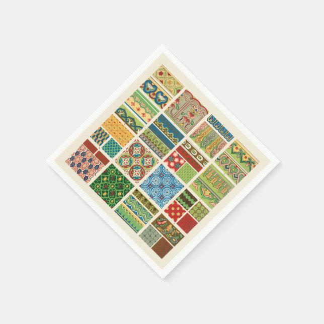 Antique Colourful Patchwork Paper Napkin (Corner)