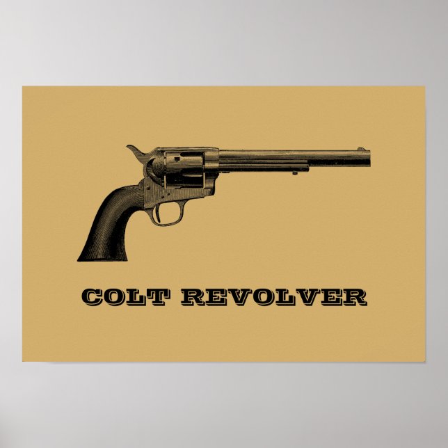 Antique Colt Revolver Gun Illustration Template Poster (Front)