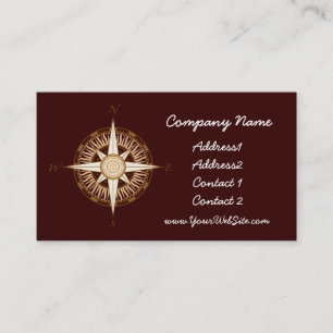 Antique Compass Chocolate Brown Business Card