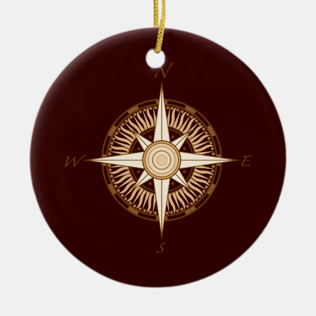 Antique Compass Rose Christmas Ornament (Front)