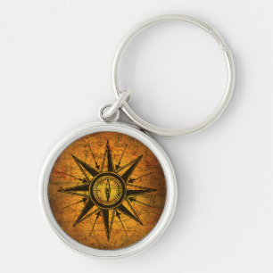 Antique Compass Rose Key Ring