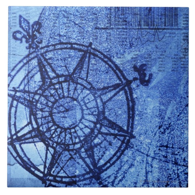 Antique compass rose tile (Front)