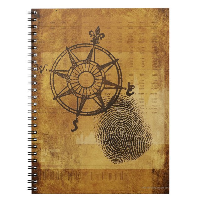 Antique compass rose with fingerprint notebook (Front)