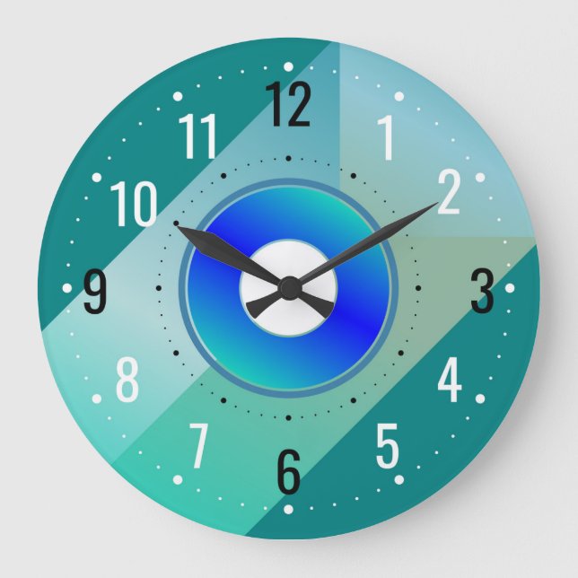 Antique & Contemporary Décor - Modern Teal  Large Clock (Front)