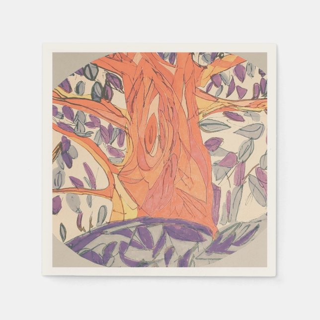 Antique Contrast Colour Tree Napkin (Front)