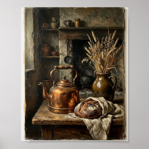 Antique Copper Kettle Honeycomb Hearth I Poster