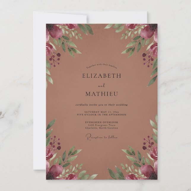 Antique Copper Vine Wedding Invitation (Front)
