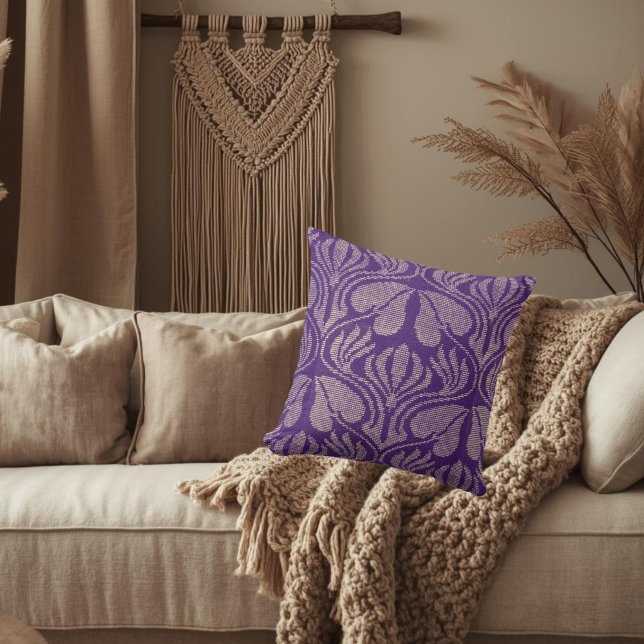 Antique Coptic Floral Pattern – Purple Hearts & Tu Cushion (Creator Uploaded)
