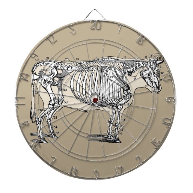 Antique Cow Skeleton Bones Fun Dartboard (Front)