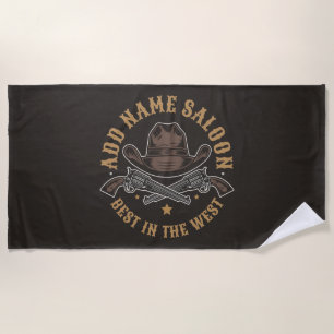 Antique Cowboy Guns ADD NAME Old Wild West Saloon  Beach Towel