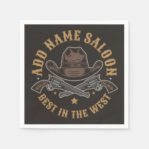 Antique Cowboy Guns ADD NAME Old Wild West Saloon  Napkin