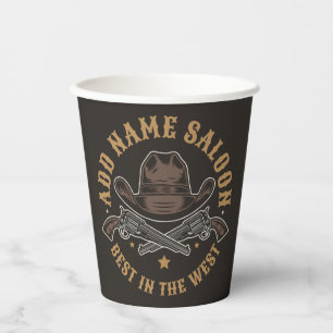 Antique Cowboy Guns ADD NAME Old Wild West Saloon Paper Cups
