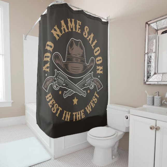 Antique Cowboy Guns ADD NAME Old Wild West Saloon  Shower Curtain (In Situ)