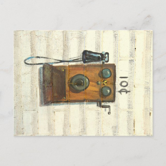 antique crank pay phone postcard (Front)