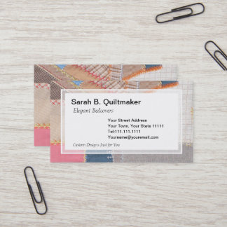 Antique Crazy Quilt for Quilter, Antique Dealer Business Card